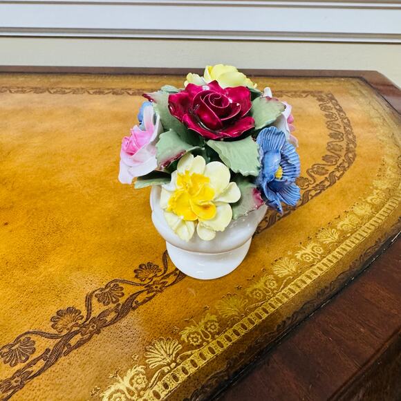 Aynsley England Fine Bone China Colorful Flower Basket Hand Molded & Painted - Picture 5 of 7